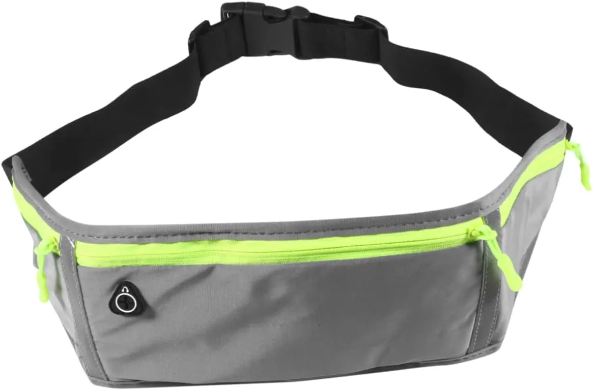 1Pc Sports Waist Pouch Three Compartment Running Belt Pack Grey Lightweight and Breathable for Jogging Features Reflective for Safety