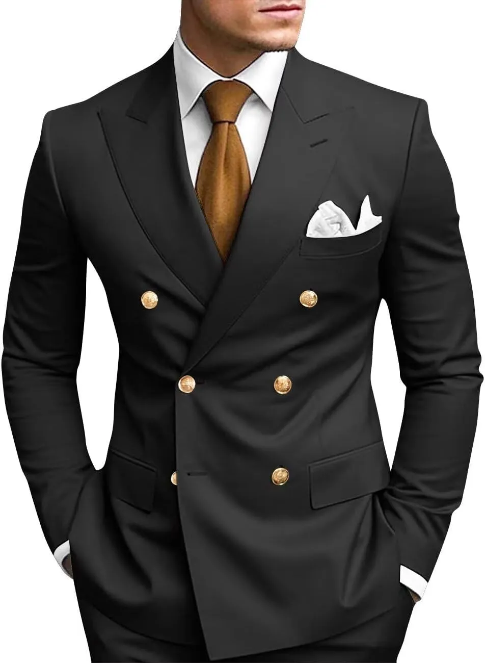 2 Piece Double Breasted Suit Men Slim Fit Mens Double Breasted Blazer Pants Sets Wedding Prom Homecoming Suit