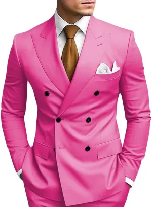 2 Piece Double Breasted Suit Men Slim Fit Mens Double Breasted Blazer Pants Sets Wedding Prom Homecoming Suit