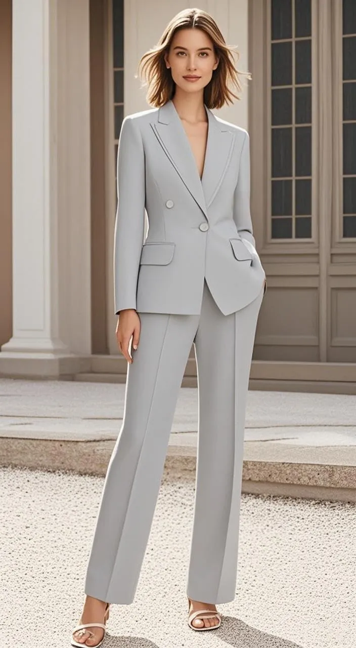 2 Piece Outfits for Women Business Casual Tuxedo Blazer High Waisted Wide Leg Pants Suits