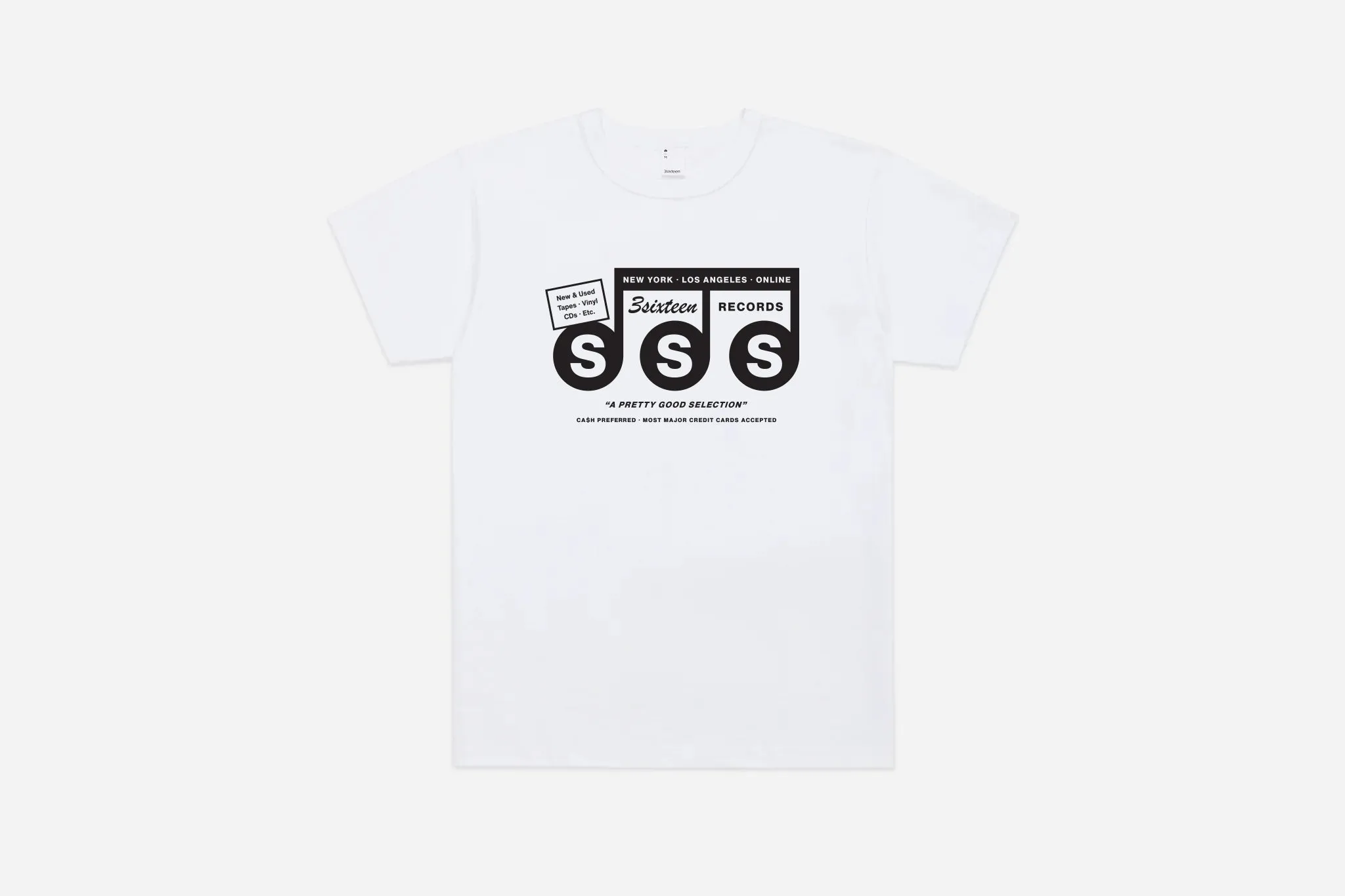 3sixteen Records Heavyweight T-Shirt ~ White