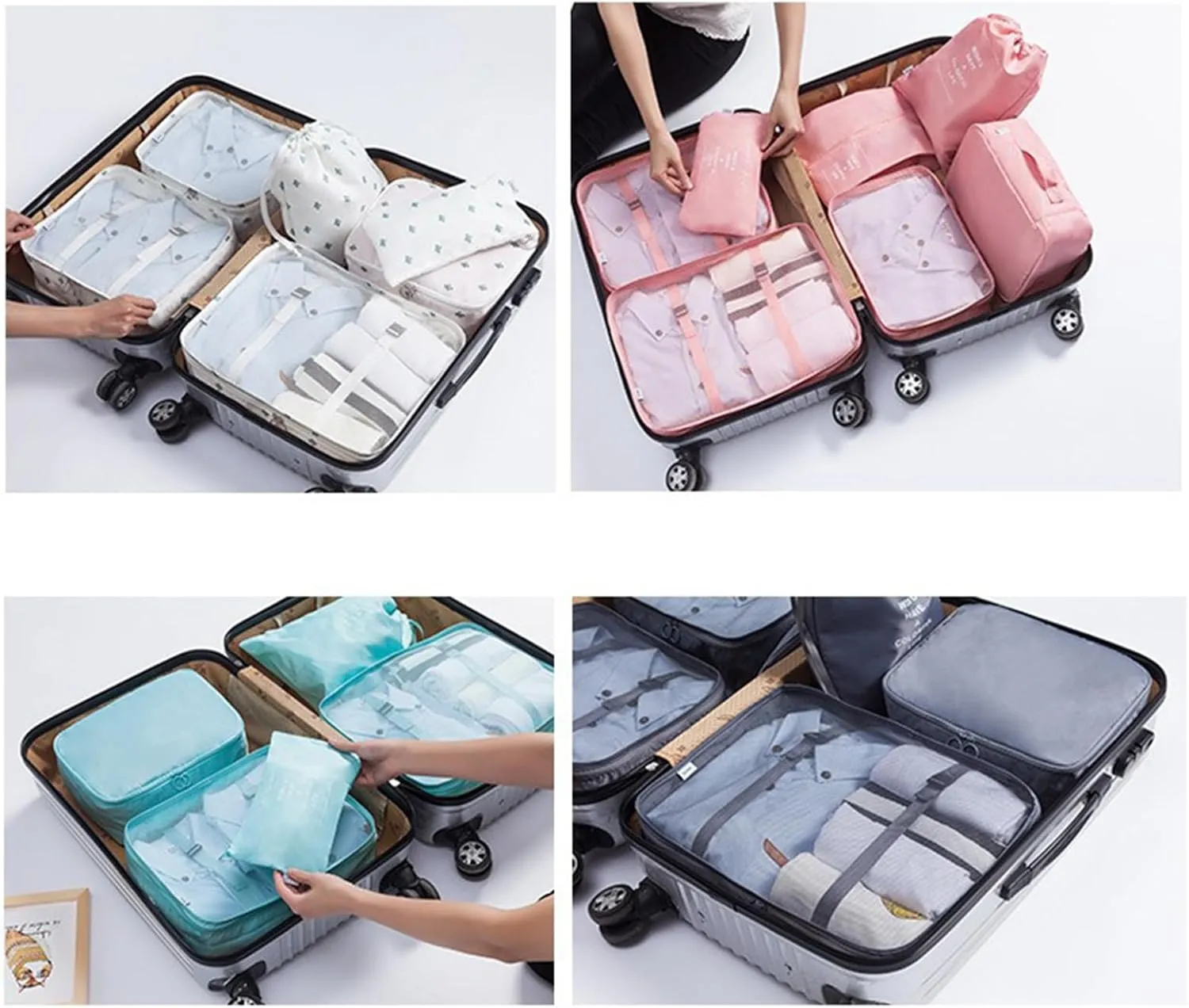 7set Packing Cubes for Suitcases - Travel Storage Bag with Mesh, Breathable, Durable Compression, Shoe Bag - Black, Polyester, Zipper Closure, 7 Pieces, 507.5L, Travel Organizer, Packing Cube