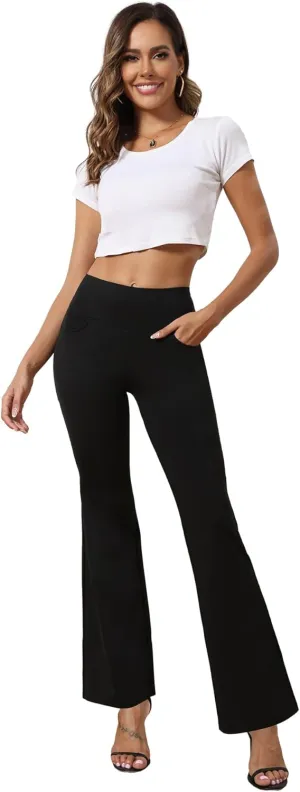 Agenlulu High Waisted Dress Pants for Women Petite/Regular/Tall Bootcut Pull On Work Slacks for Women 28"/29.5"/31.5"