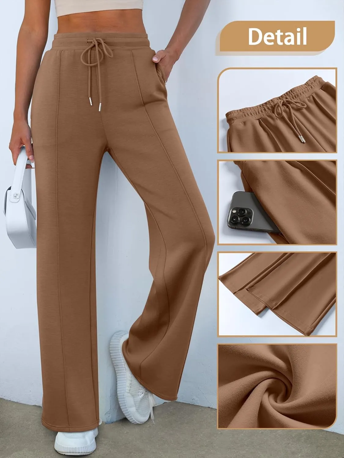 ANRABESS Women's Wide Leg Sweatpants High Waist Baggy Flared Pants Drawstring Athletic Joggers Sweat Pants