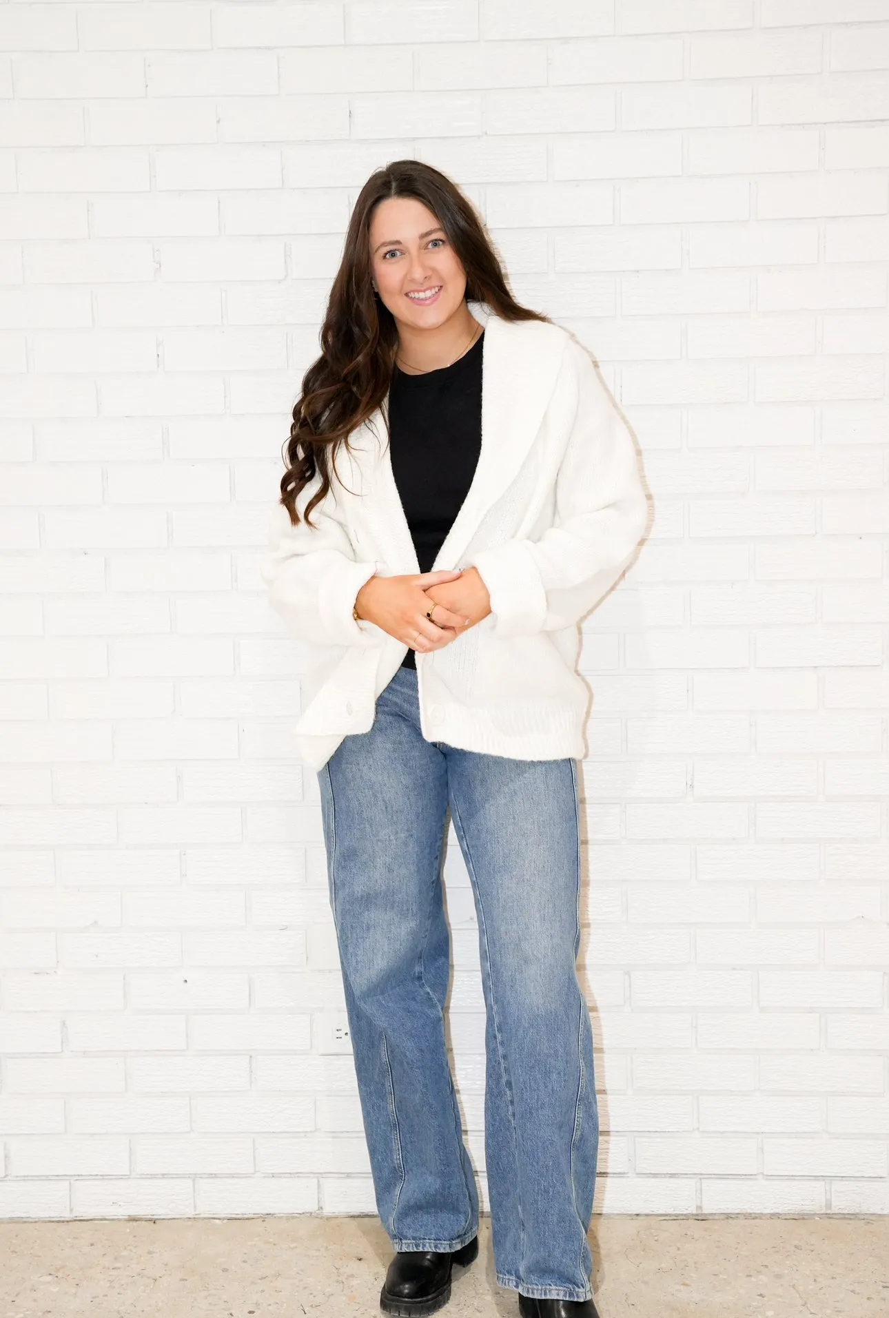 'Apres' Raglan Shawl Neck Cardigan | Ivory