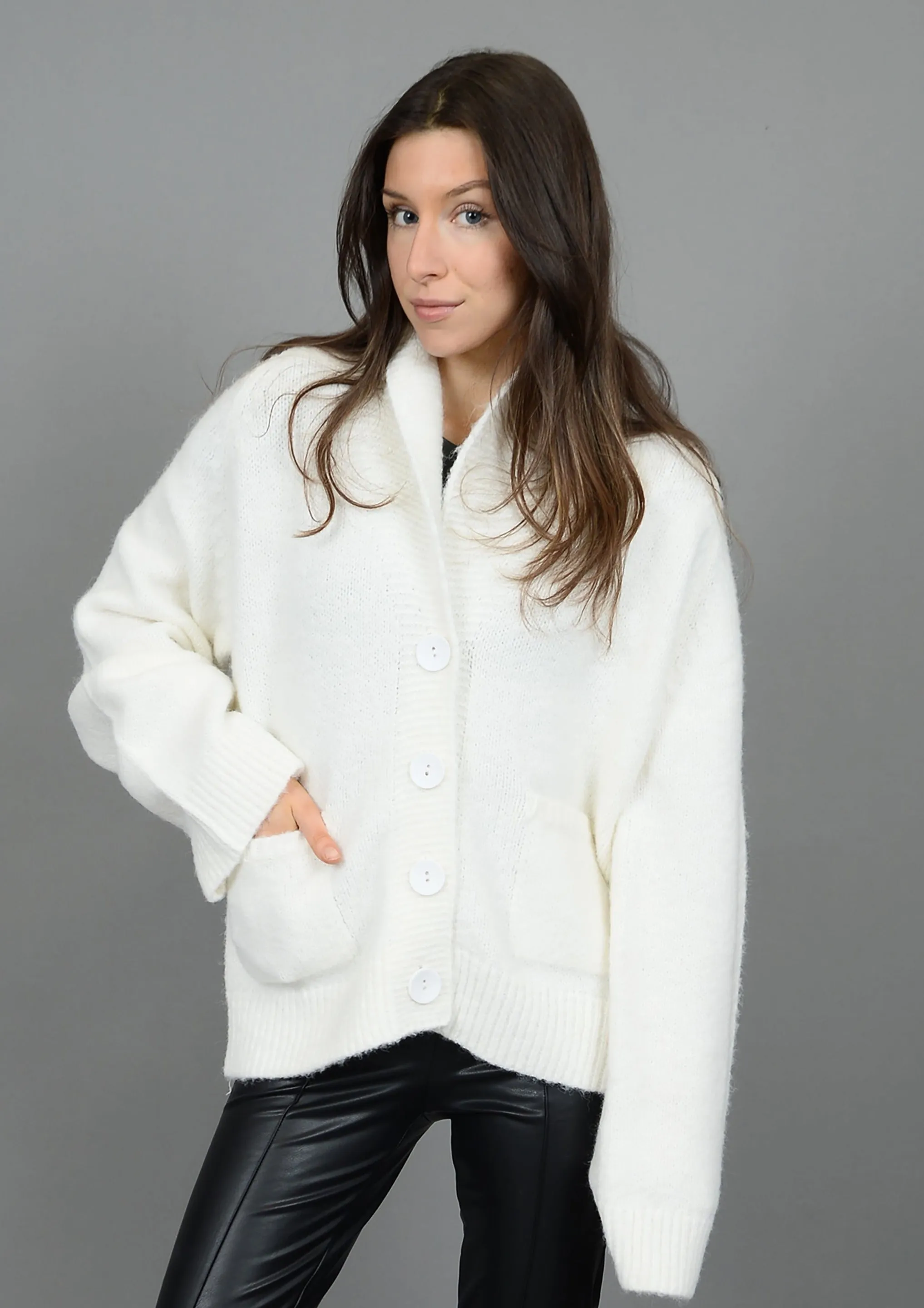 'Apres' Raglan Shawl Neck Cardigan | Ivory