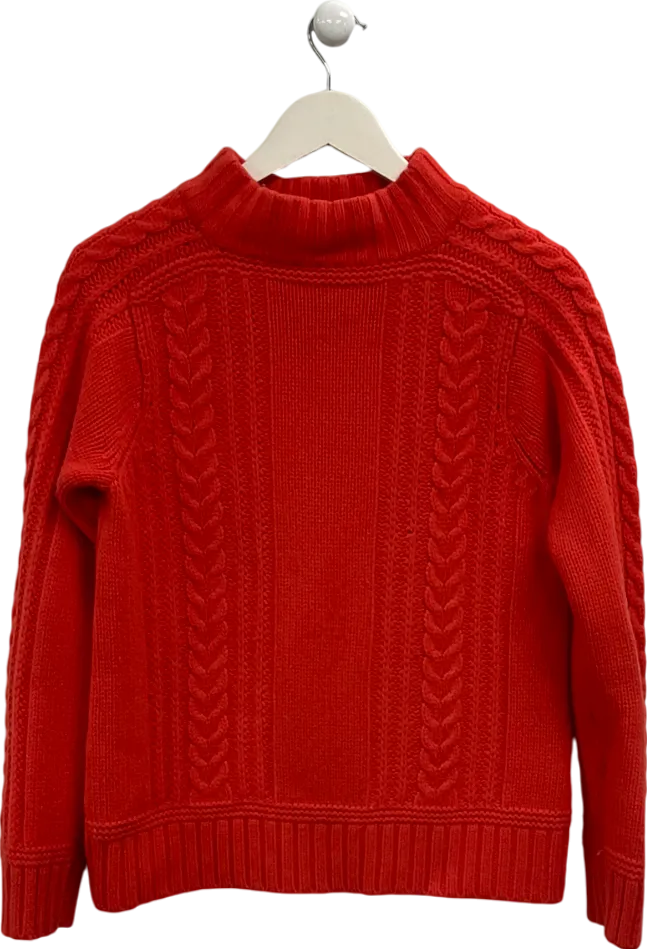 Aubin & Wills Orange 100% Wool Cable Knit Jumper UK M