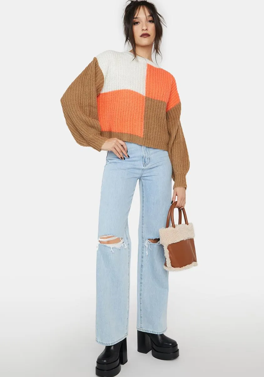 Autumn Love Colorblock Knit Sweater