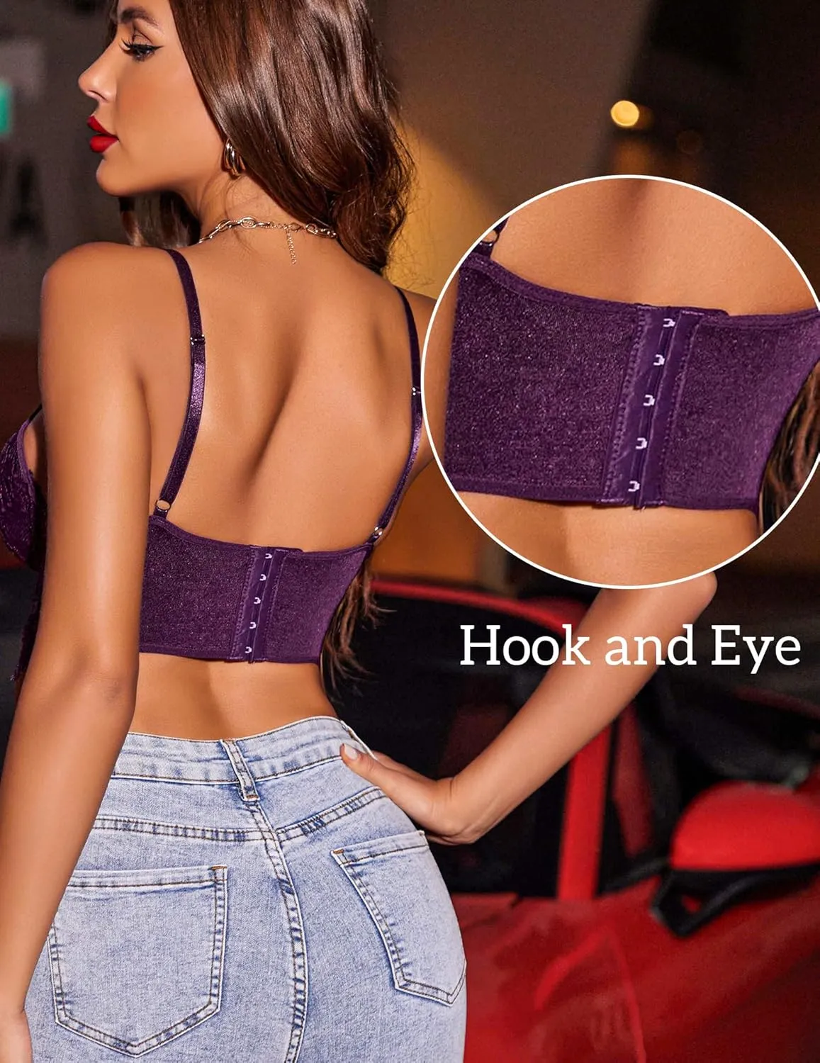 Avidlove Lace Bralettes for Women Y2k Strap Bustier Cami Top V Neck Camisole Lingerie