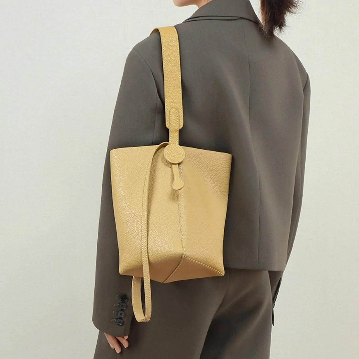 Bag shoulder bucket bag tote messenger bag large capacity genuine leather women's bag
