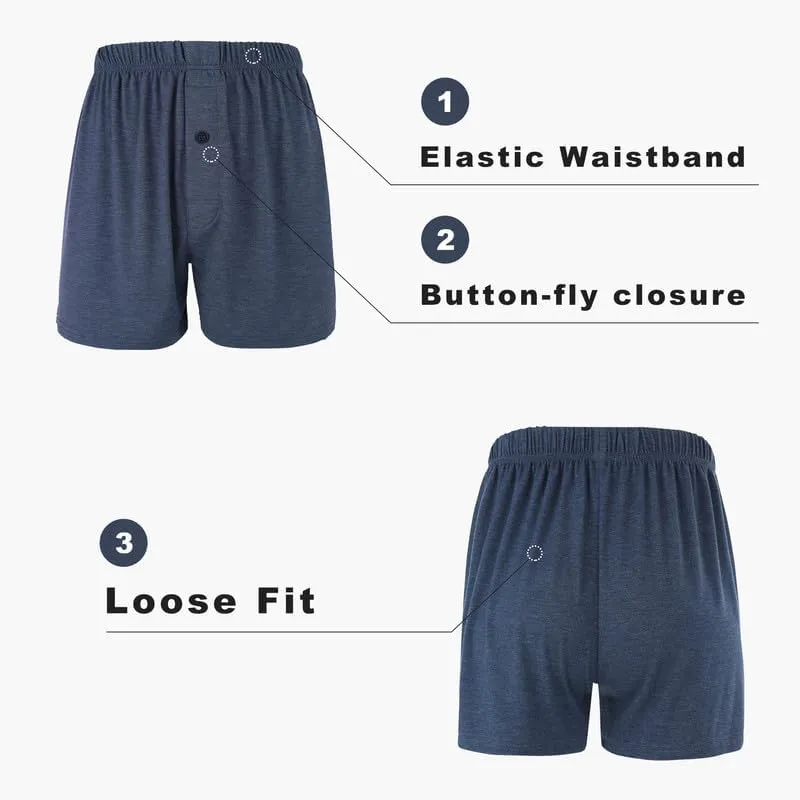BAMBOO COOL Men's Boxer Shorts Underwear Breathable Stretchy Buttery Soft Boxers with Button Fly 3 or 5 Pack
