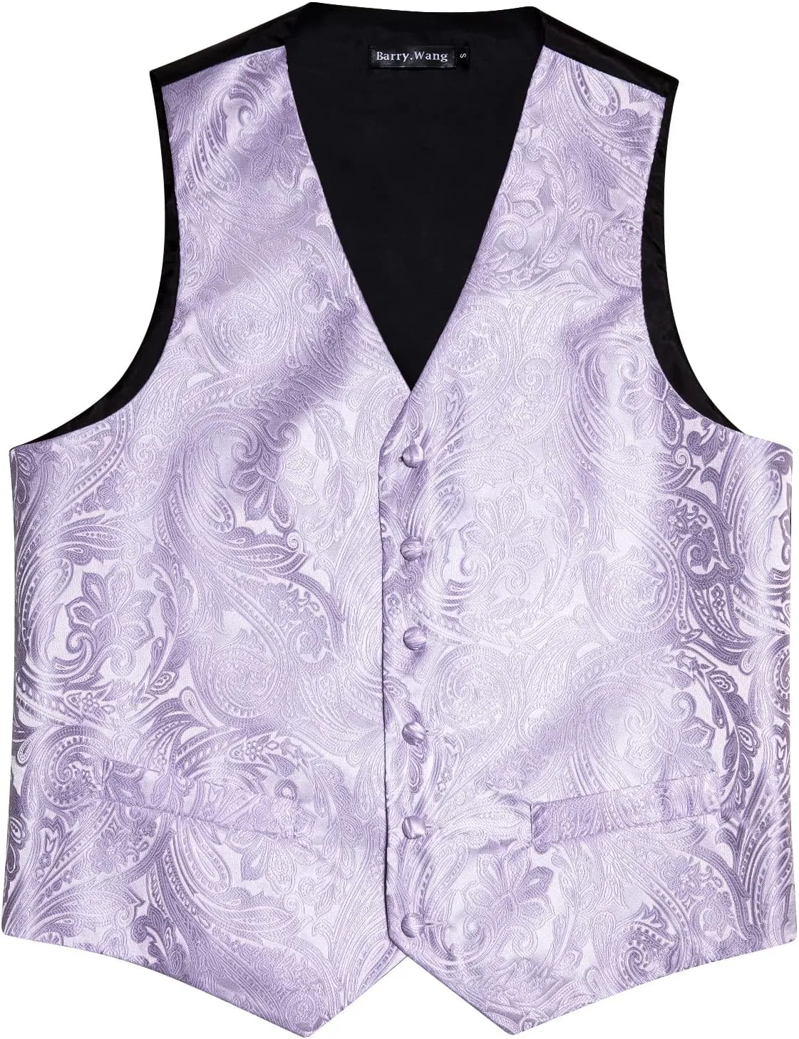 Barry.Wang Formal Men Flower Vest Paisley Jacquard Silk Ties Suit Waistcoat Set Wedding 5PCS