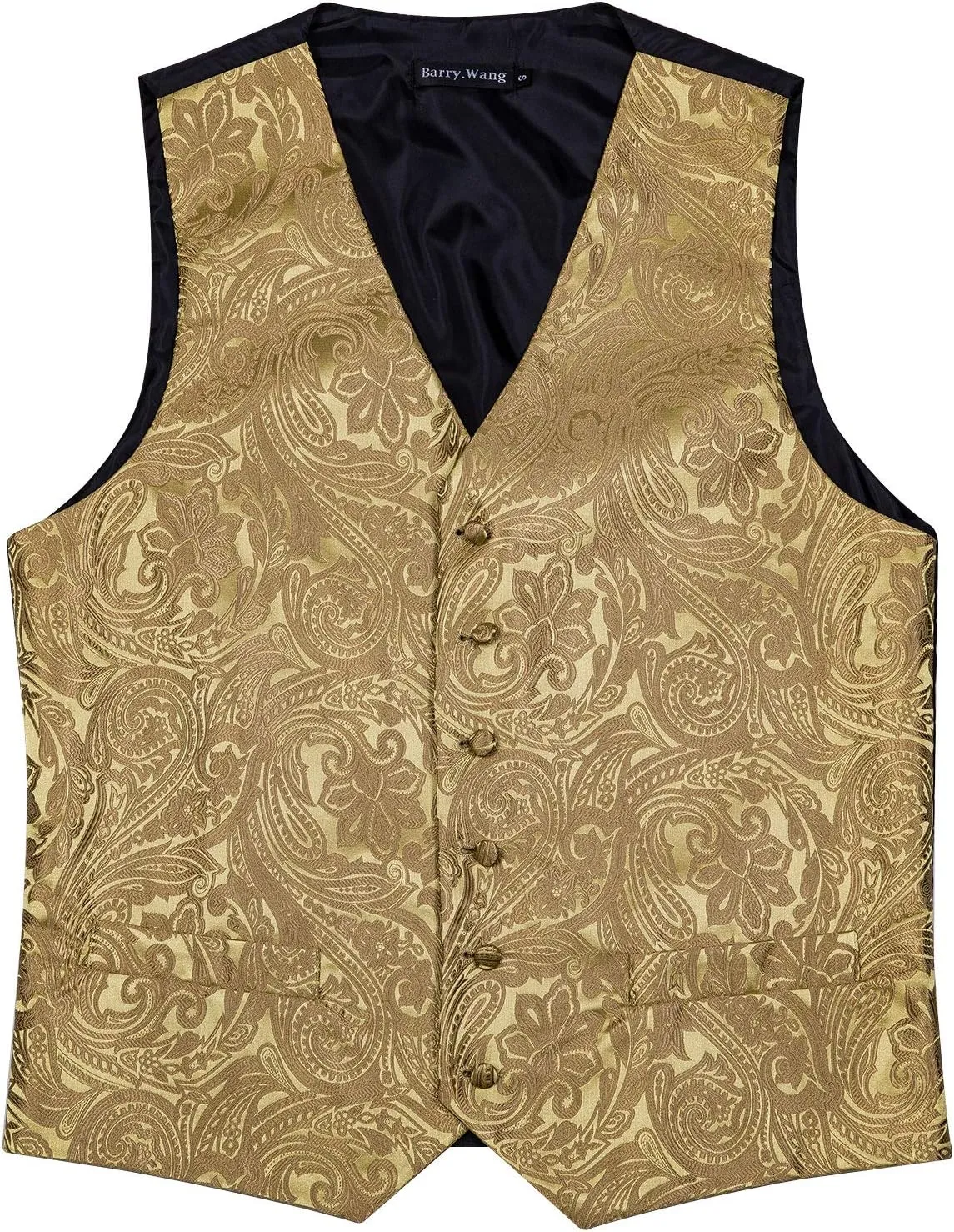 Barry.Wang Formal Men Vest Paisley Jacquard Silk Tie Suit Waistcoat Set Wedding 5PCS