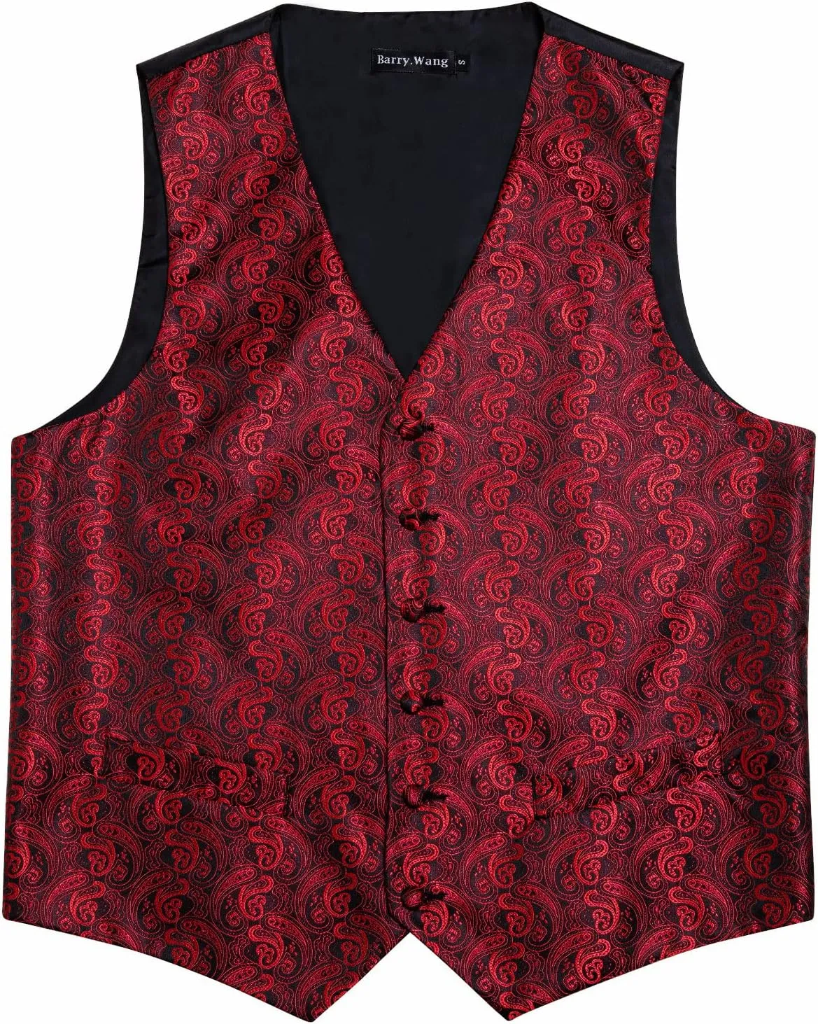 Barry.Wang Formal Men Vest Paisley Jacquard Silk Tie Suit Waistcoat Set Wedding 5PCS