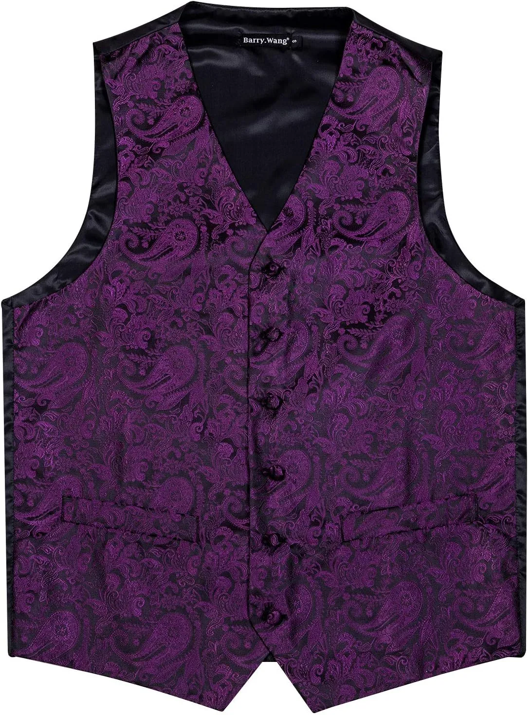 Barry.Wang Formal Men Vest Paisley Jacquard Silk Tie Suit Waistcoat Set Wedding 5PCS