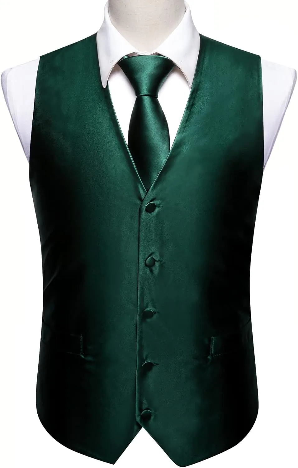 Barry.Wang Formal Men Vest Paisley Jacquard Silk Tie Suit Waistcoat Set Wedding 5PCS