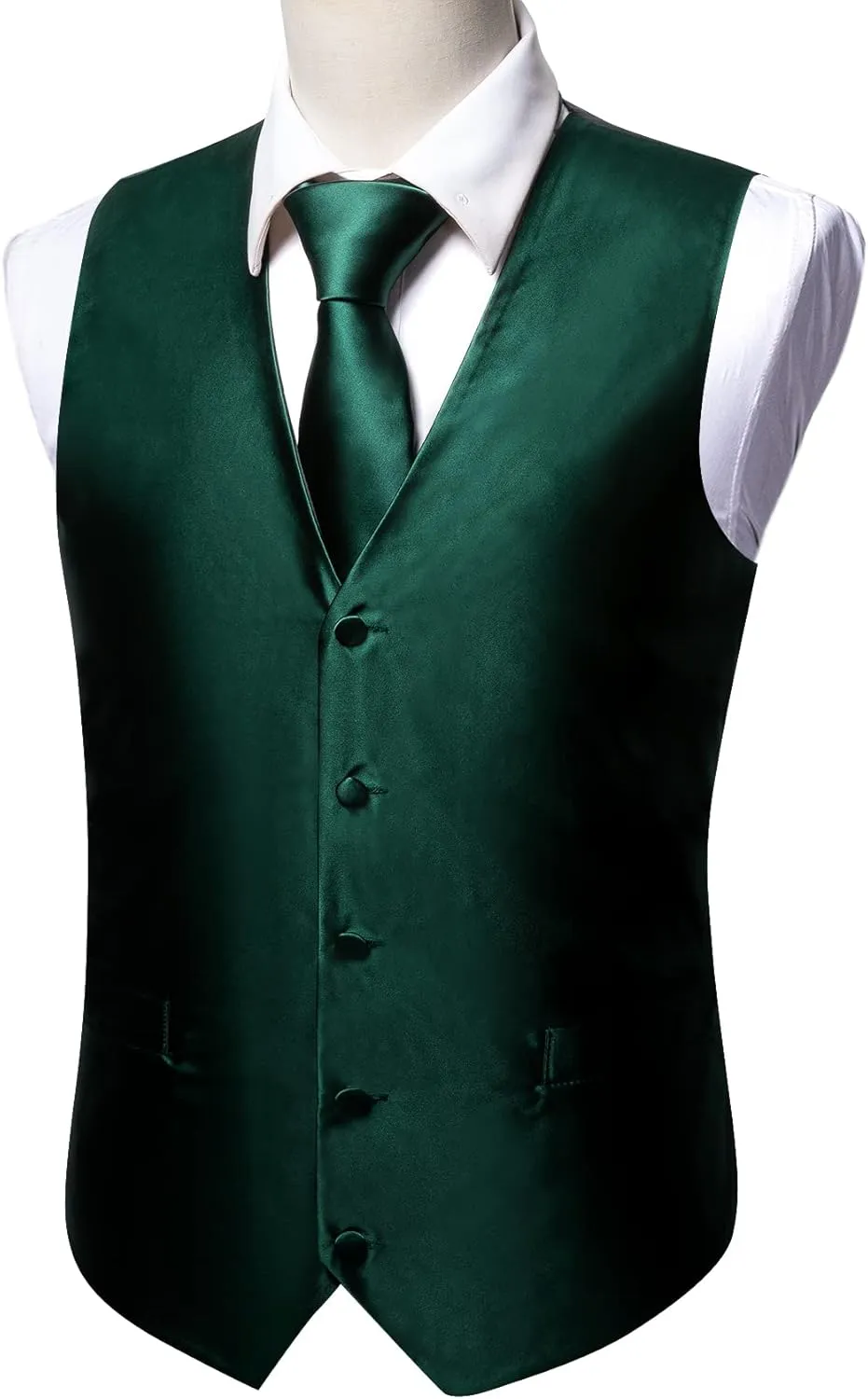 Barry.Wang Formal Men Vest Paisley Jacquard Silk Tie Suit Waistcoat Set Wedding 5PCS