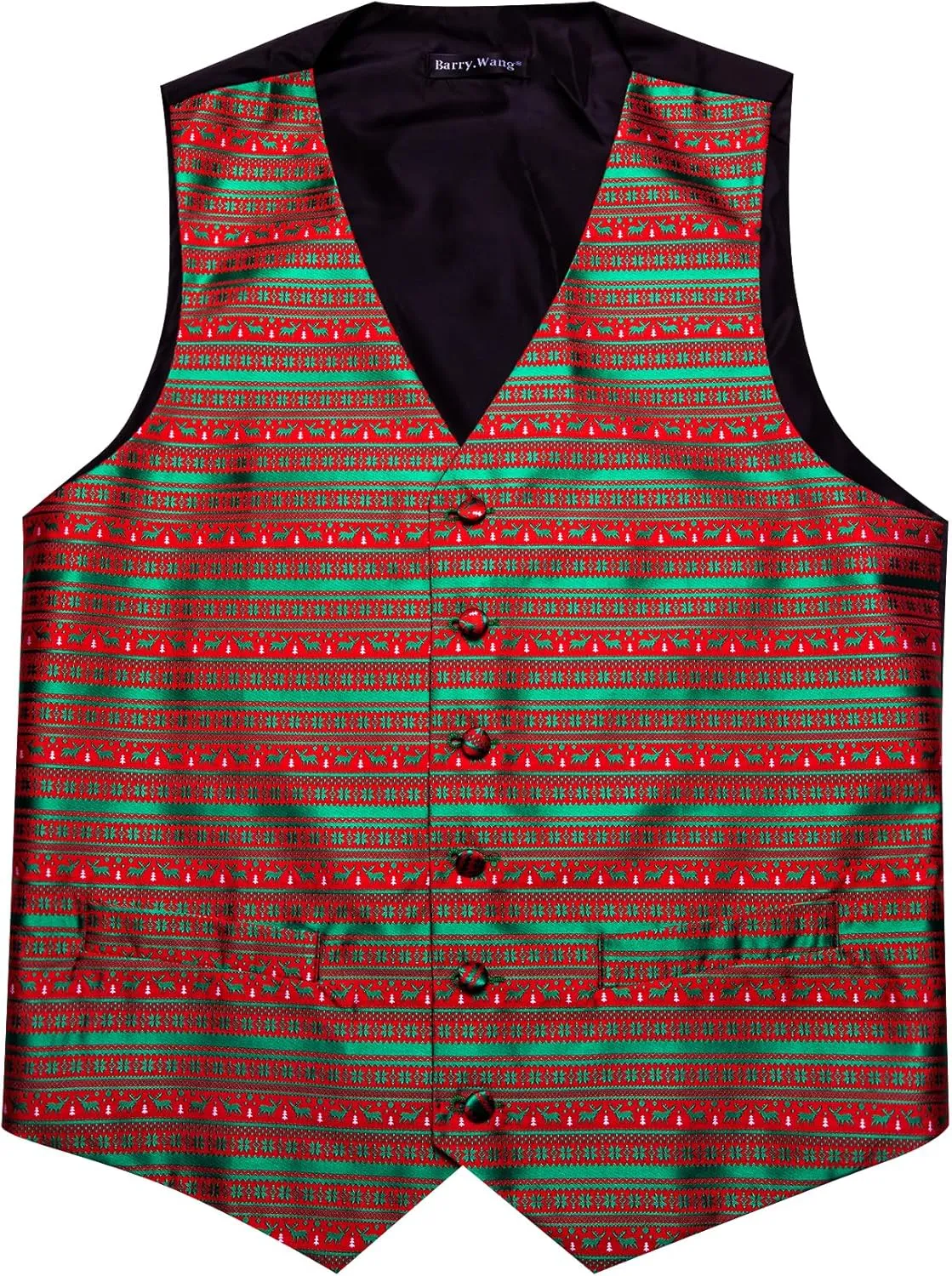 Barry.Wang Mens Red/Green Christmas Suit Vest Holiday Xmas Waistcoat Tie Set Party Tuxedo