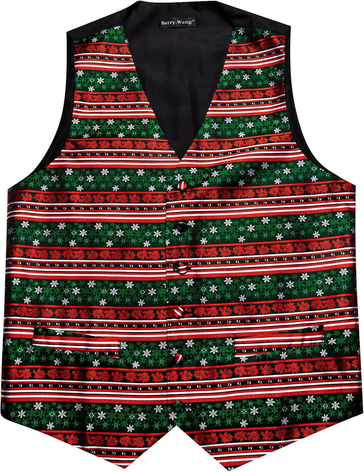 Barry.Wang Mens Red/Green Christmas Suit Vest Holiday Xmas Waistcoat Tie Set Party Tuxedo