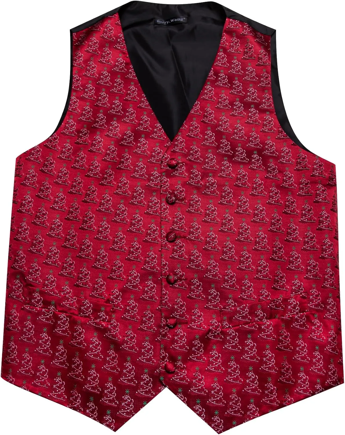 Barry.Wang Mens Red/Green Christmas Suit Vest Holiday Xmas Waistcoat Tie Set Party Tuxedo