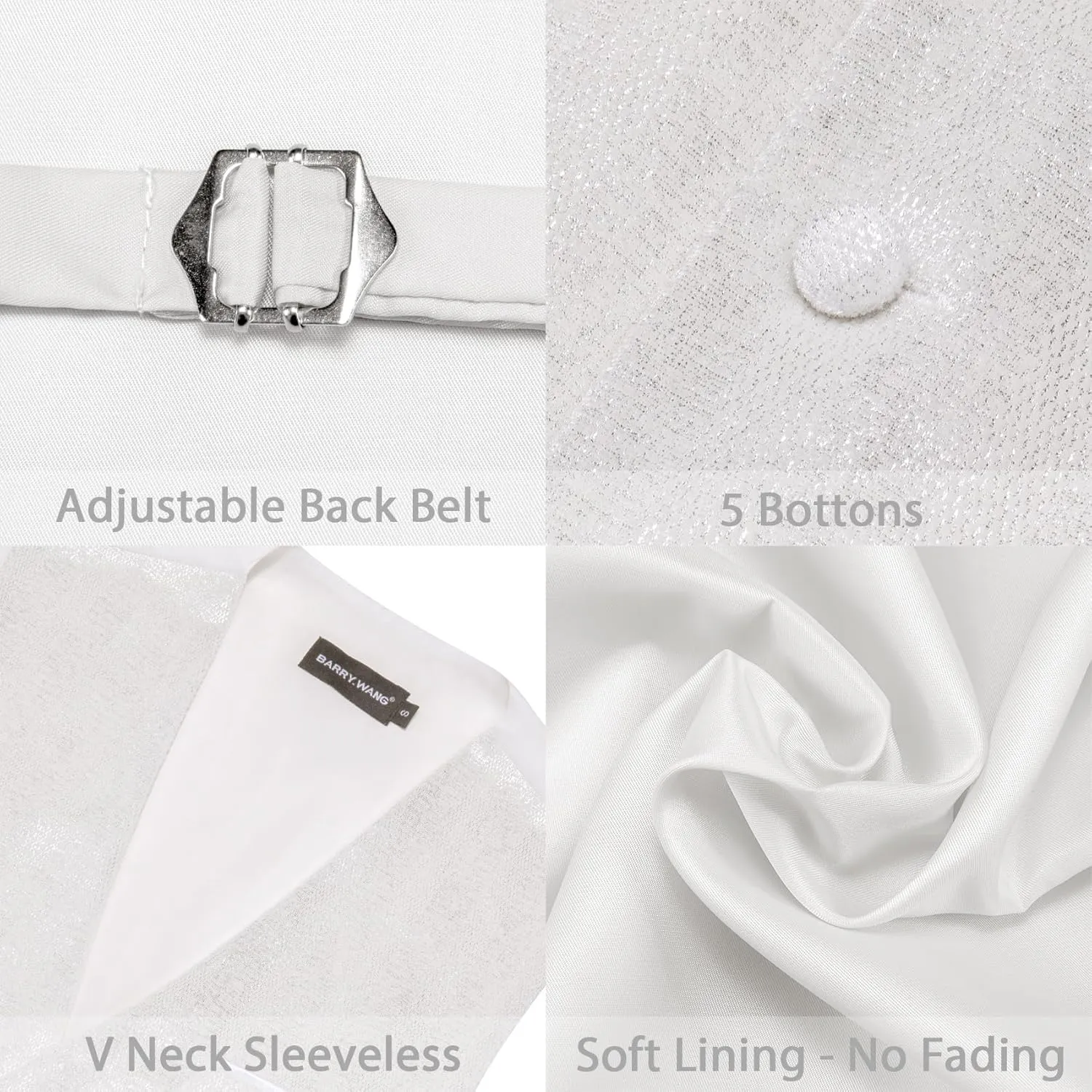 Barry.Wang Mens Shiny Vest V-neck Silm Fit Suit Waistcoat Bowtie Set Party Prom Tuxedo Formal Casual