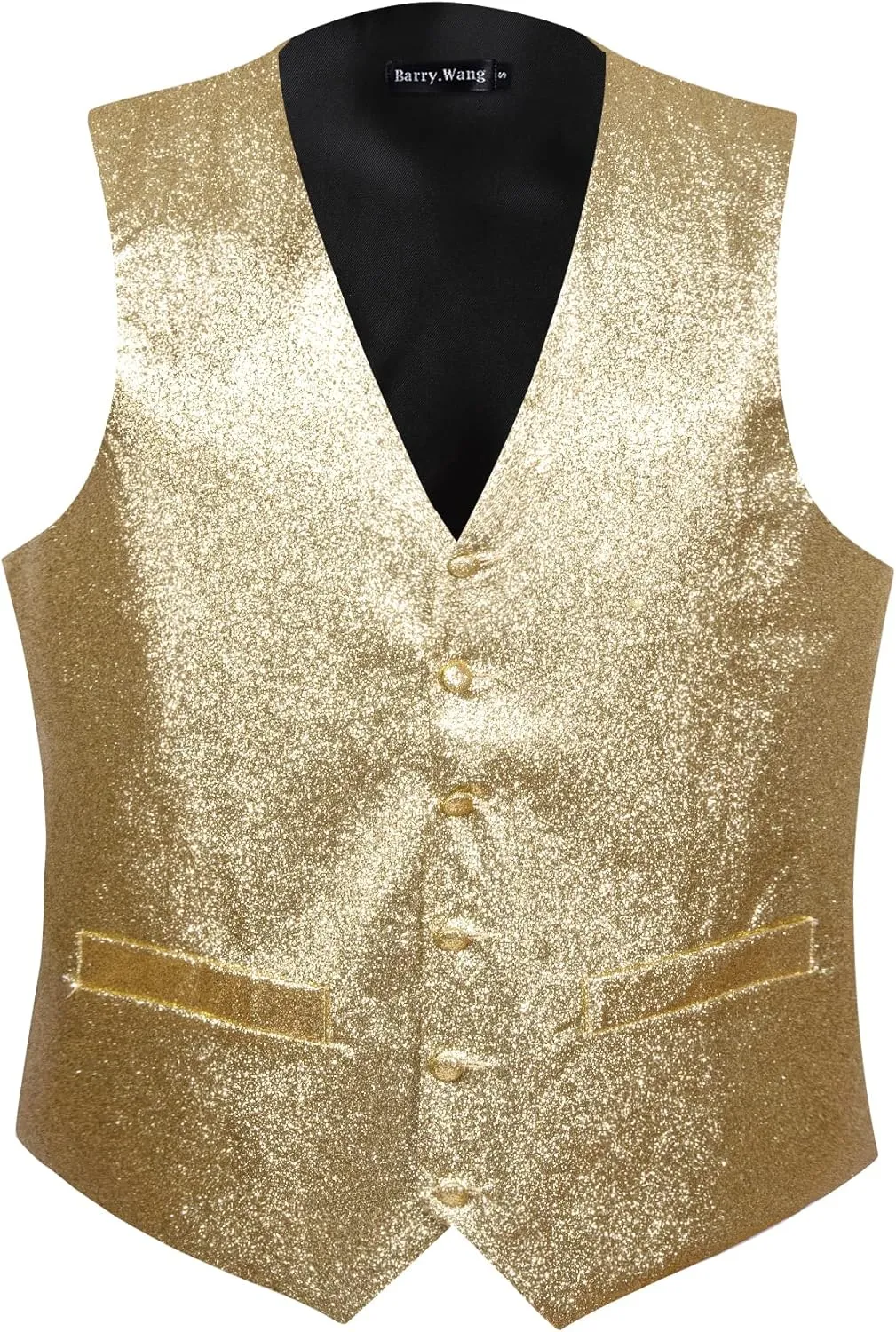 Barry.Wang Mens Shiny Vest V-neck Silm Fit Suit Waistcoat Bowtie Set Party Prom Tuxedo Formal Casual