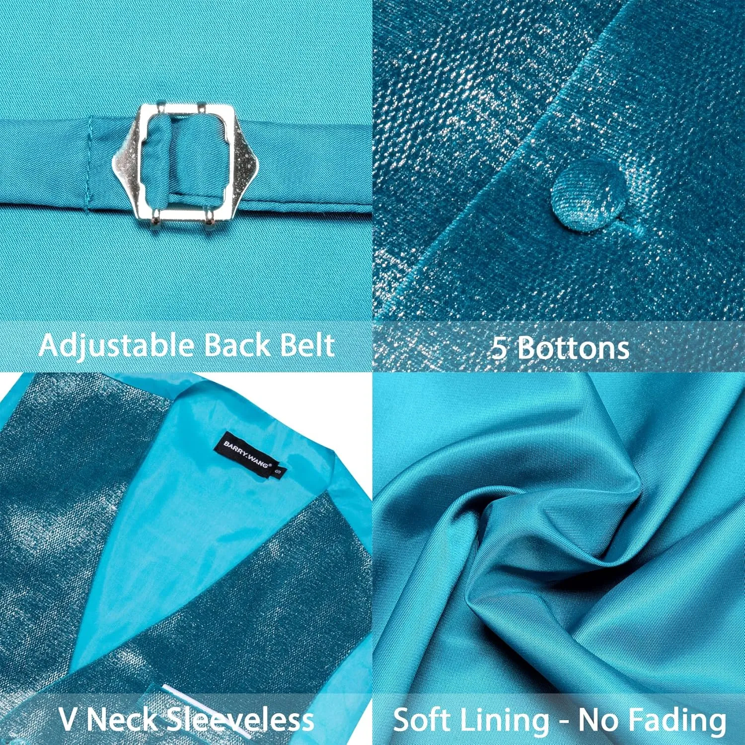 Barry.Wang Mens Shiny Vest V-neck Silm Fit Suit Waistcoat Bowtie Set Party Prom Tuxedo Formal Casual