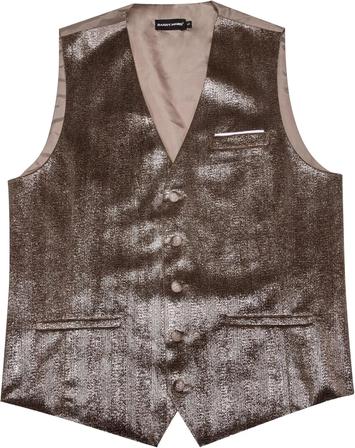 Barry.Wang Mens Shiny Vest V-neck Silm Fit Suit Waistcoat Bowtie Set Party Prom Tuxedo Formal Casual