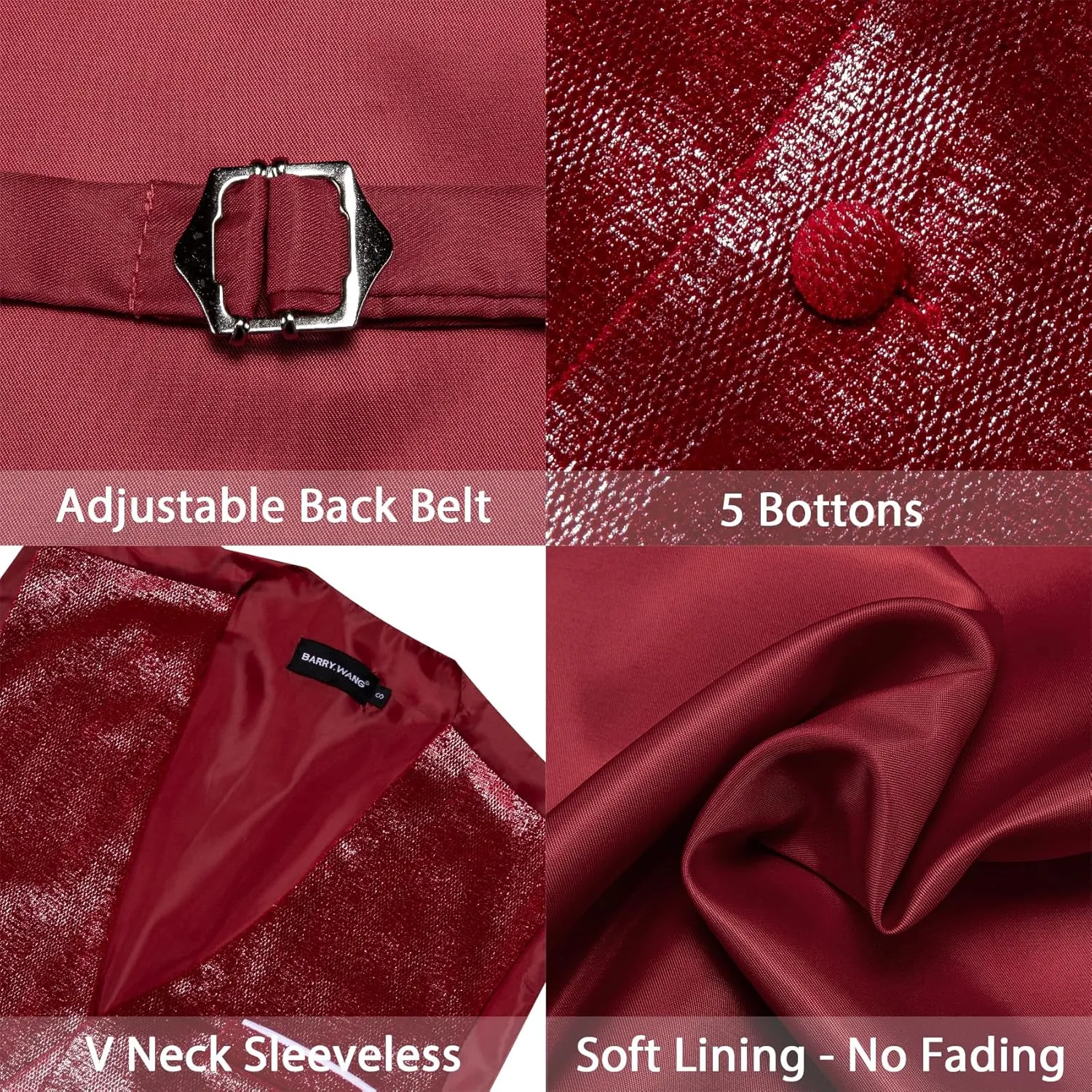 Barry.Wang Mens Shiny Vest V-neck Silm Fit Suit Waistcoat Bowtie Set Party Prom Tuxedo Formal Casual