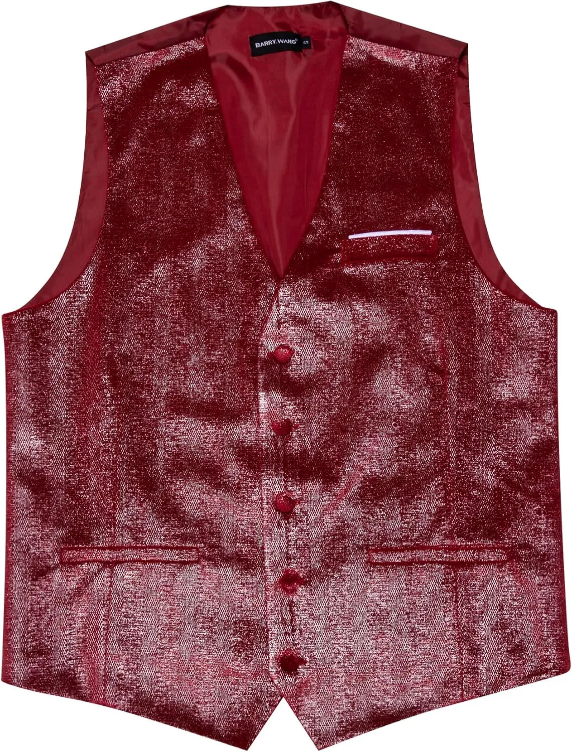 Barry.Wang Mens Shiny Vest V-neck Silm Fit Suit Waistcoat Bowtie Set Party Prom Tuxedo Formal Casual