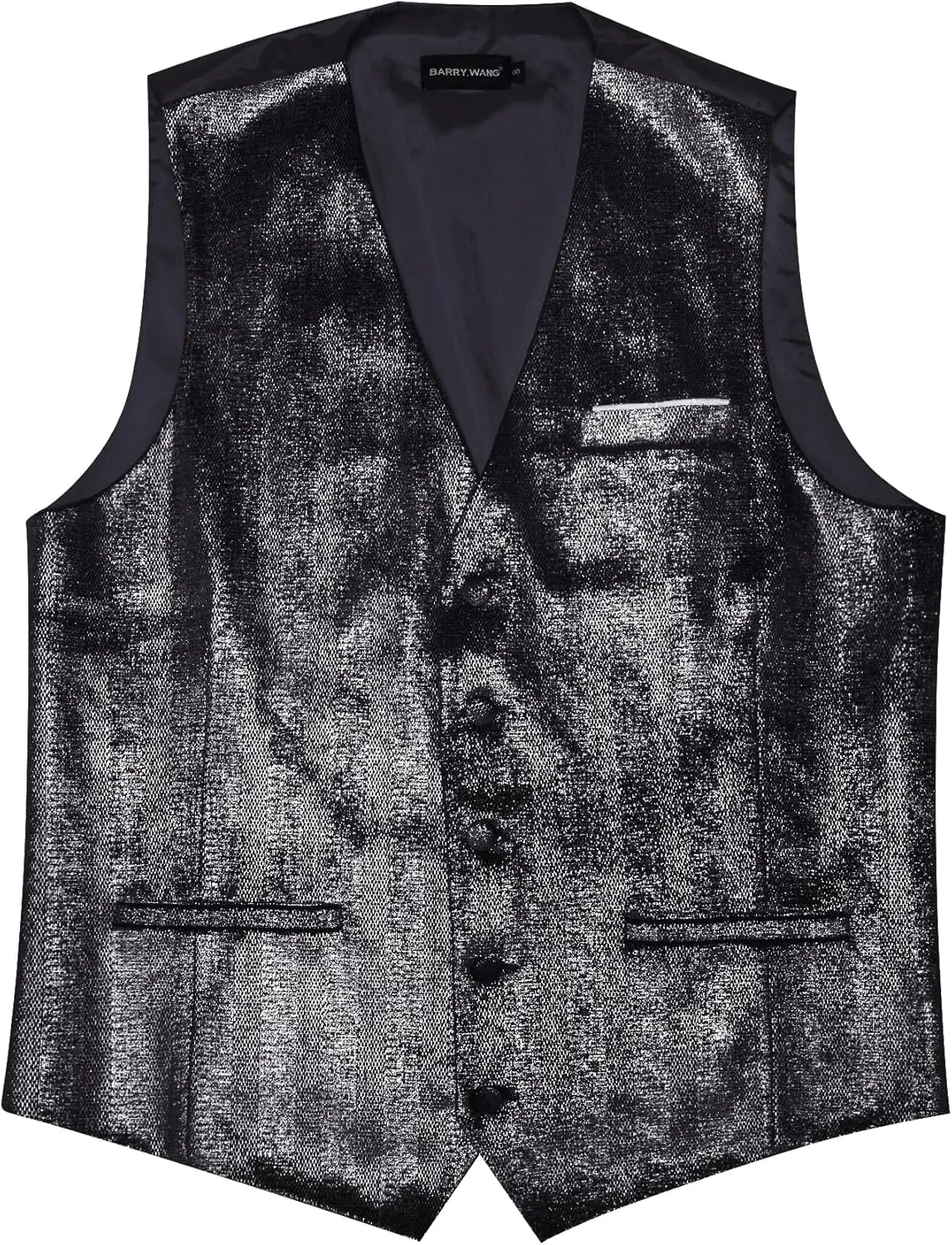 Barry.Wang Mens Shiny Vest V-neck Silm Fit Suit Waistcoat Bowtie Set Party Prom Tuxedo Formal Casual