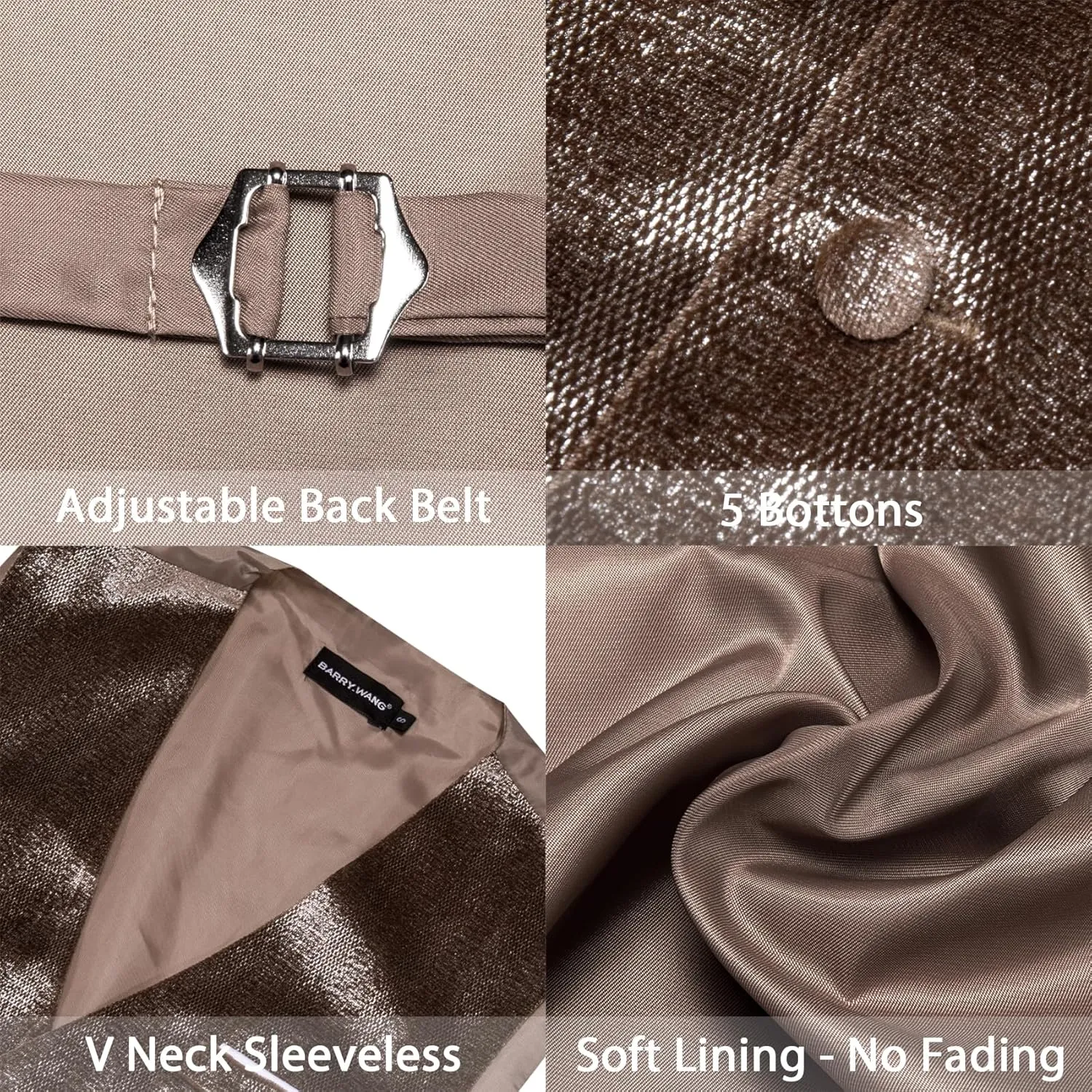 Barry.Wang Mens Shiny Vest V-neck Silm Fit Suit Waistcoat Bowtie Set Party Prom Tuxedo Formal Casual