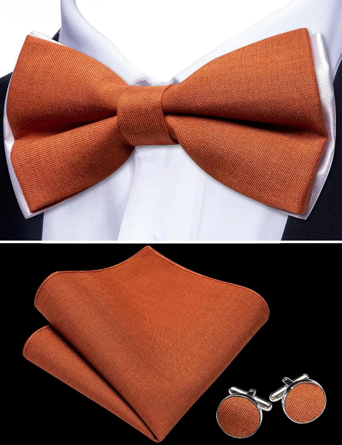 Barry.Wang Mens Suit Vest Linen Formal/Casual V-neck Waistcoat Tie Bow Tie Set Solid Color 6PC Wedding Party Tuxedo