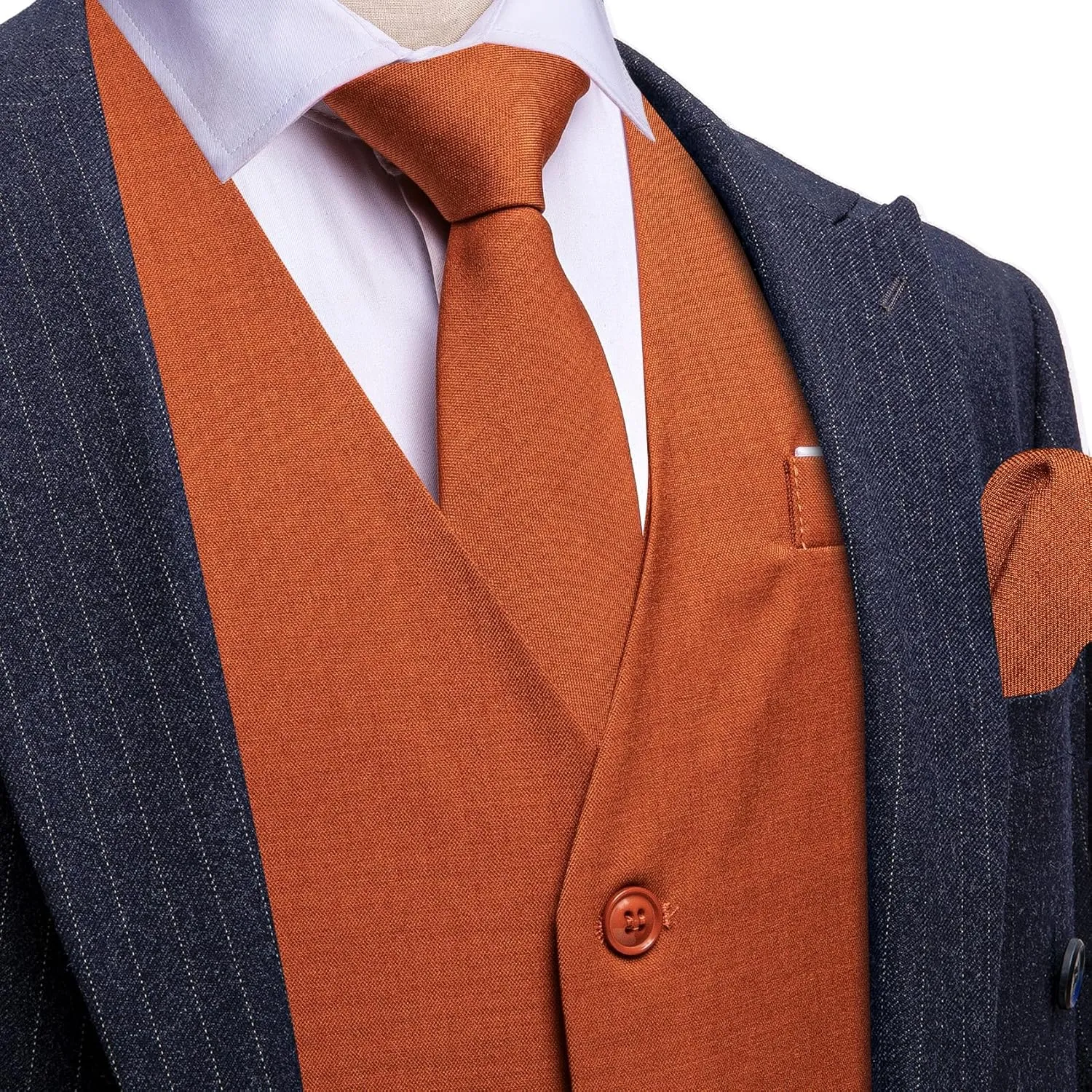 Barry.Wang Mens Suit Vest Linen Formal/Casual V-neck Waistcoat Tie Bow Tie Set Solid Color 6PC Wedding Party Tuxedo