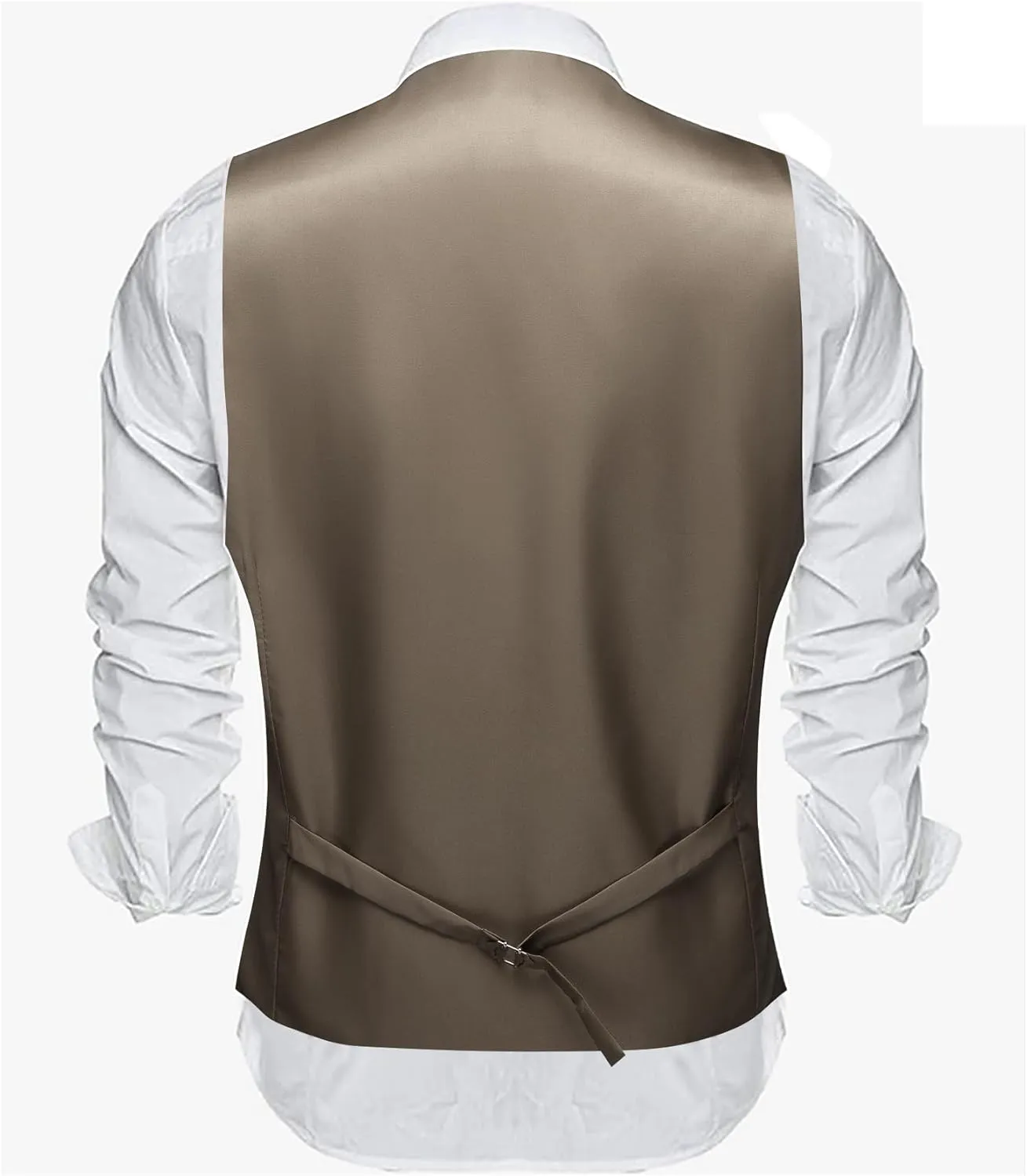 Barry.Wang Mens Suit Vest Linen Formal/Casual V-neck Waistcoat Tie Bow Tie Set Solid Color 6PC Wedding Party Tuxedo