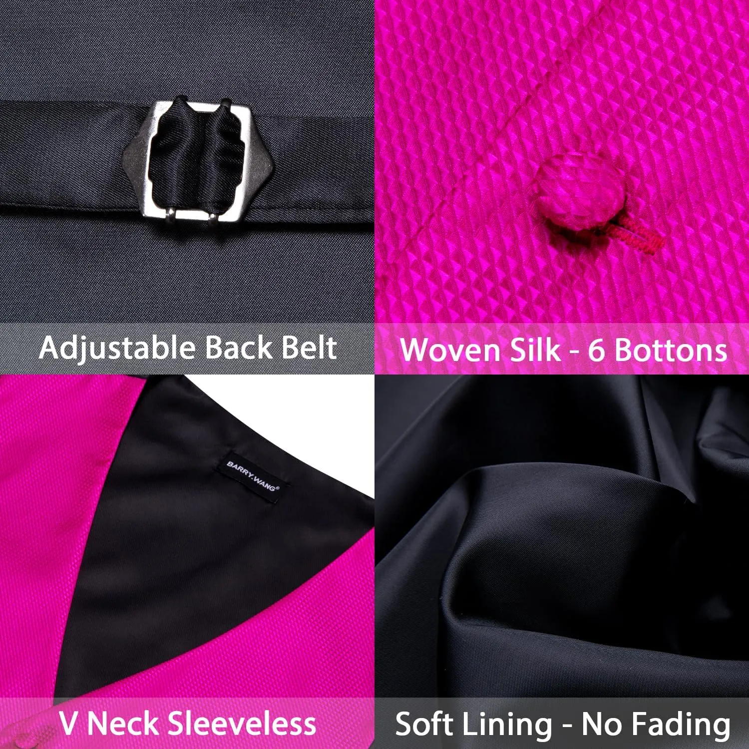 Barry.Wang Men's V-Neck Suit Vest Solid Paisley Waistcoat Silk Tie Hanky Cufflink Clip Set Wedding Party Business Formal