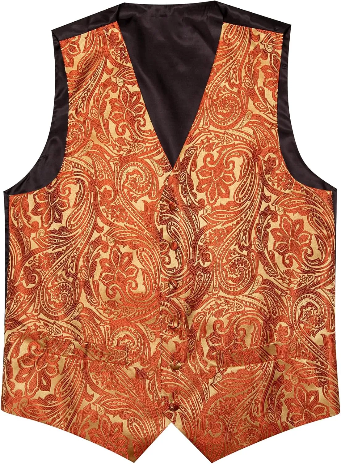 Barry.Wang Men's V-Neck Suit Vest Solid Paisley Waistcoat Silk Tie Hanky Cufflink Clip Set Wedding Party Business Formal