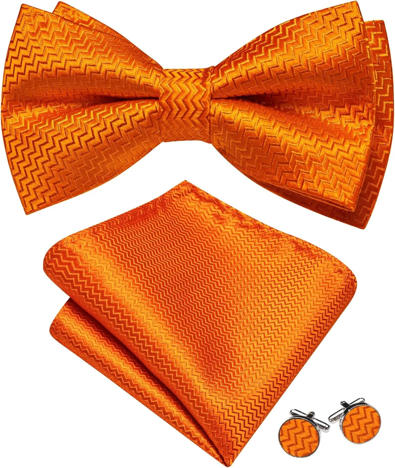 Barry.Wang Men's Waistcoat Bowtie Set Paisley Jacquard Silk V-Neck Vest Handkerchief Cufflinks Formal/Leisure Wedding Party
