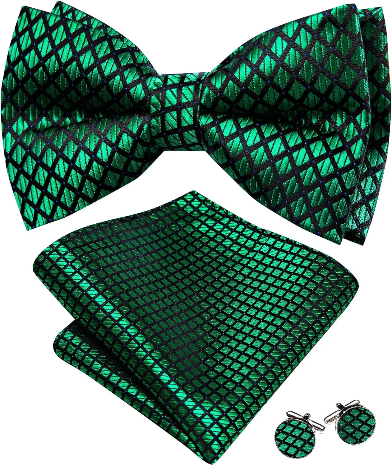 Barry.Wang Men's Waistcoat Bowtie Set Paisley Jacquard Silk V-Neck Vest Handkerchief Cufflinks Formal/Leisure Wedding Party