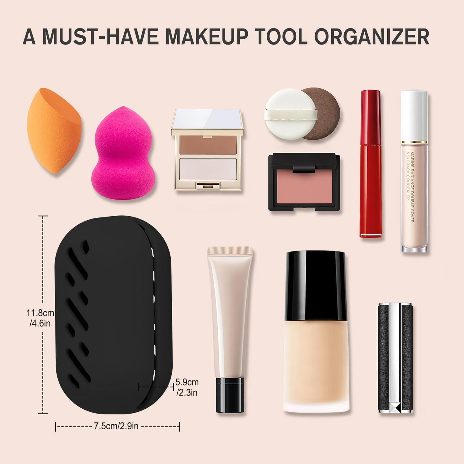 BEZOX Pocket Makeup Bag Silicone Cosmetic Case - Breathable Beauty Blender Holder Case, Compact and Portable Makeup Puff Sponge Organizer, Make Up Travel Essential - Black