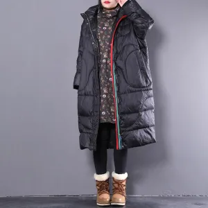 black down coat casual stand collar down coat Elegant pockets zippered overcoat