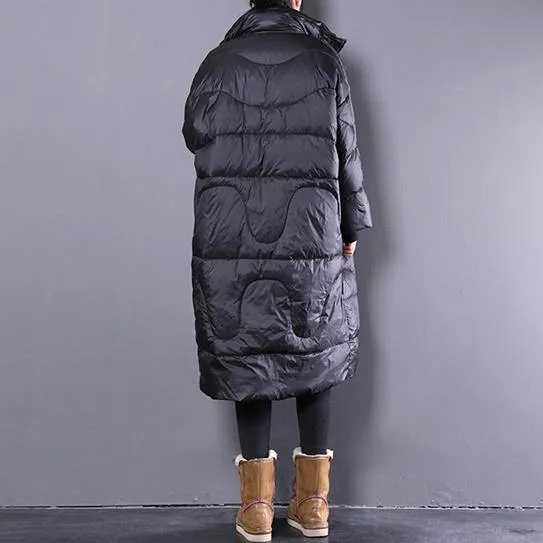 black down coat casual stand collar down coat Elegant pockets zippered overcoat