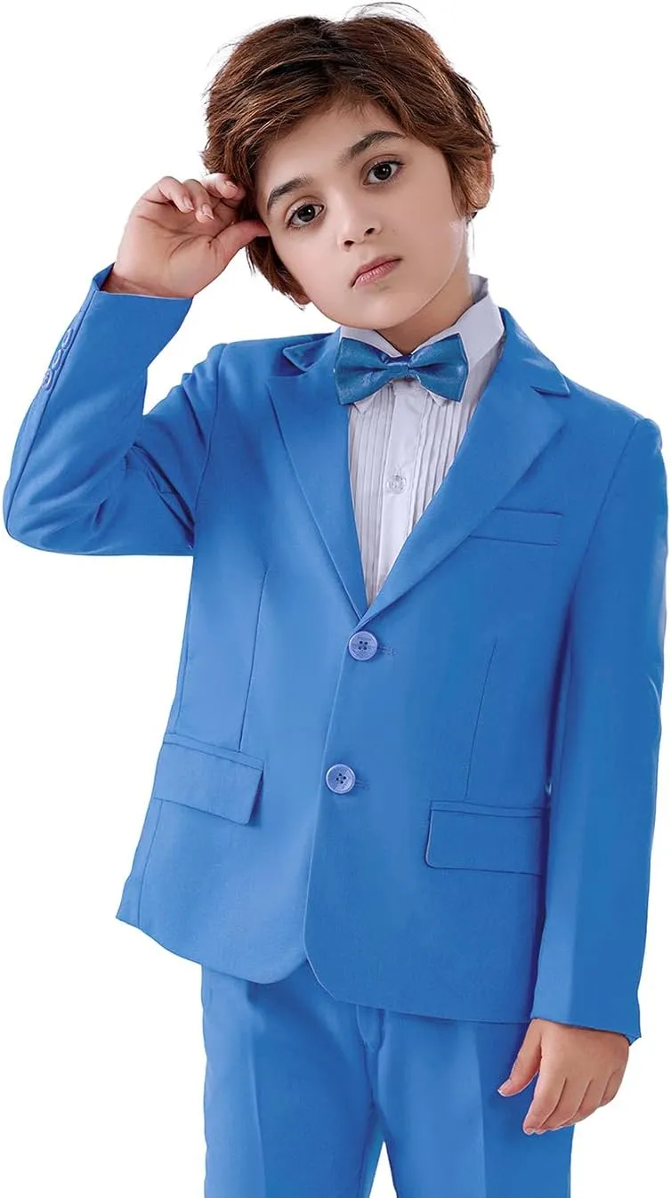 Blazer for Boys Coat One-Button Jacket Blue Suit for Kids Slim Fit Suits with Lapel Formal Blazer