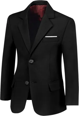 Blazer for Boys Coat One-Button Jacket Blue Suit for Kids Slim Fit Suits with Lapel Formal Blazer