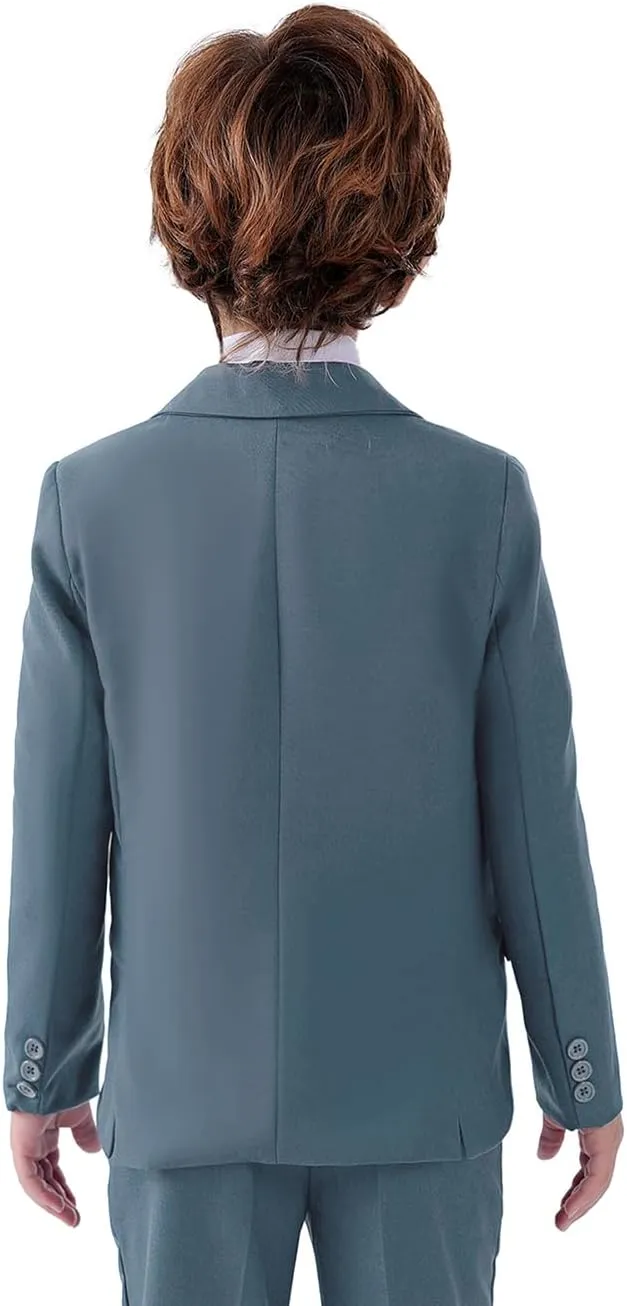 Blazer for Boys Coat One-Button Jacket Blue Suit for Kids Slim Fit Suits with Lapel Formal Blazer