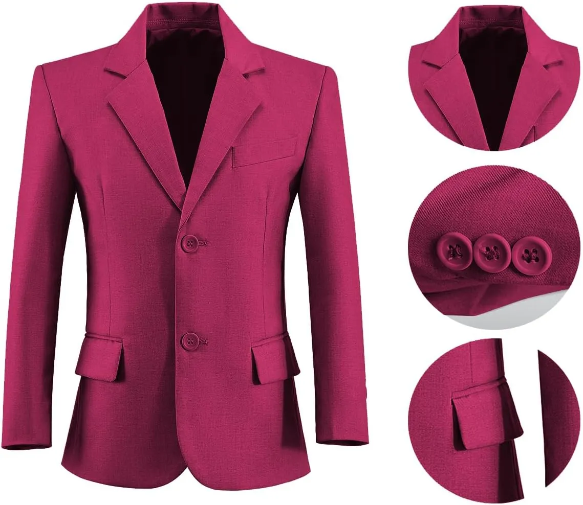 Blazer for Boys Coat One-Button Jacket Blue Suit for Kids Slim Fit Suits with Lapel Formal Blazer