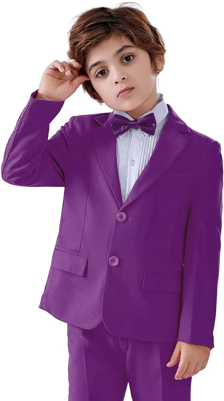 Blazer for Boys Coat One-Button Jacket Blue Suit for Kids Slim Fit Suits with Lapel Formal Blazer