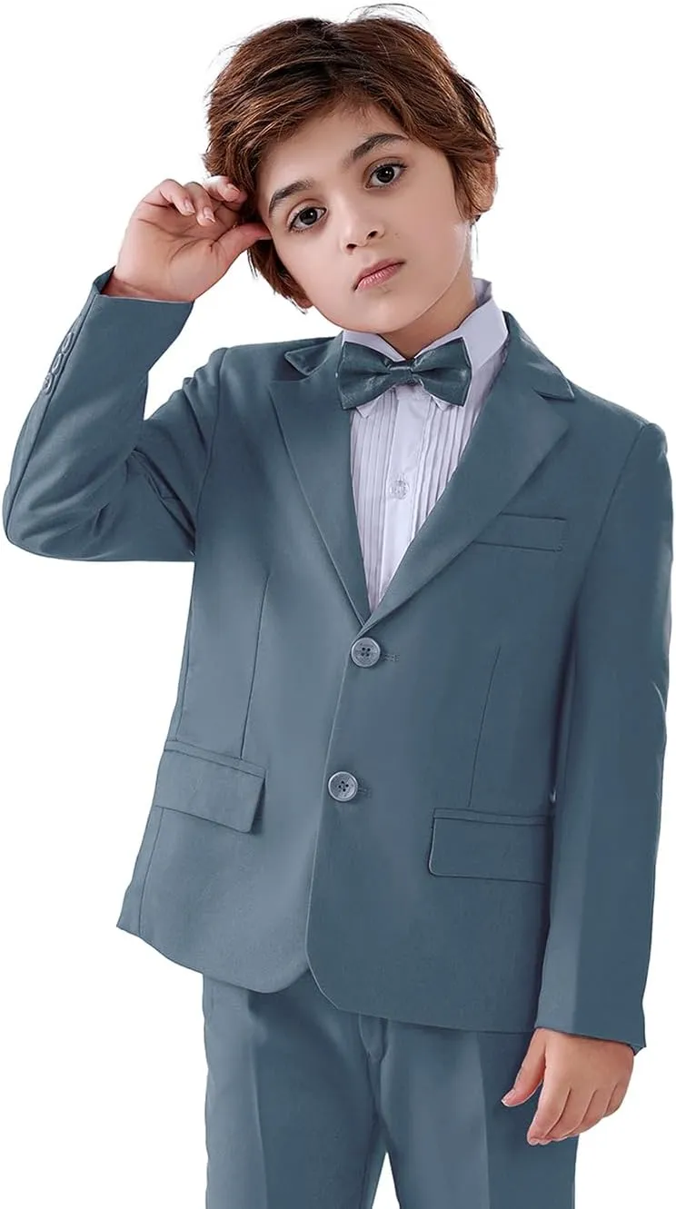 Blazer for Boys Coat One-Button Jacket Blue Suit for Kids Slim Fit Suits with Lapel Formal Blazer