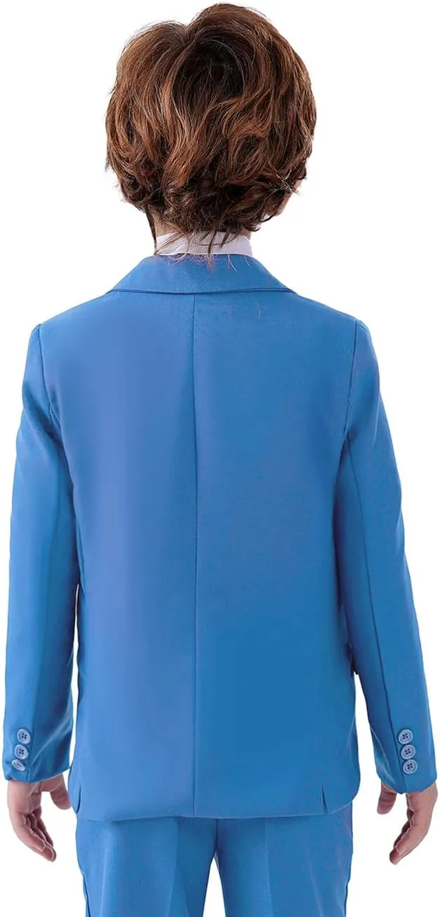 Blazer for Boys Coat One-Button Jacket Blue Suit for Kids Slim Fit Suits with Lapel Formal Blazer