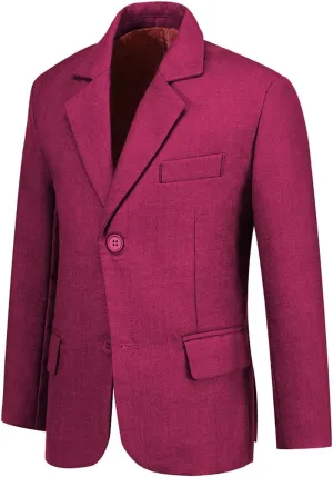 Blazer for Boys Coat One-Button Jacket Blue Suit for Kids Slim Fit Suits with Lapel Formal Blazer